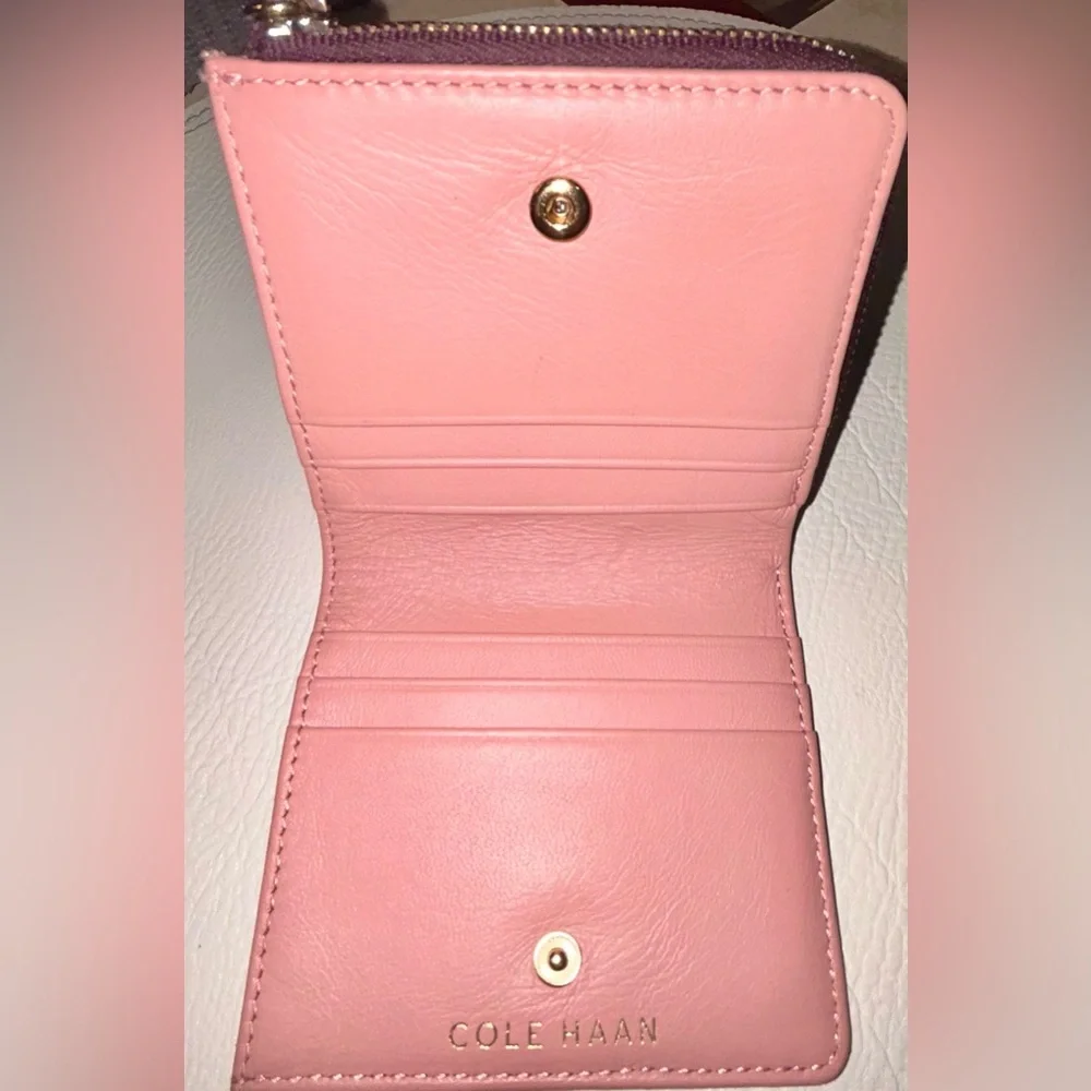 ⭐️COLE HAAN⭐️Brown Leather Accessory with Gold Accent - Picture 2 of 9